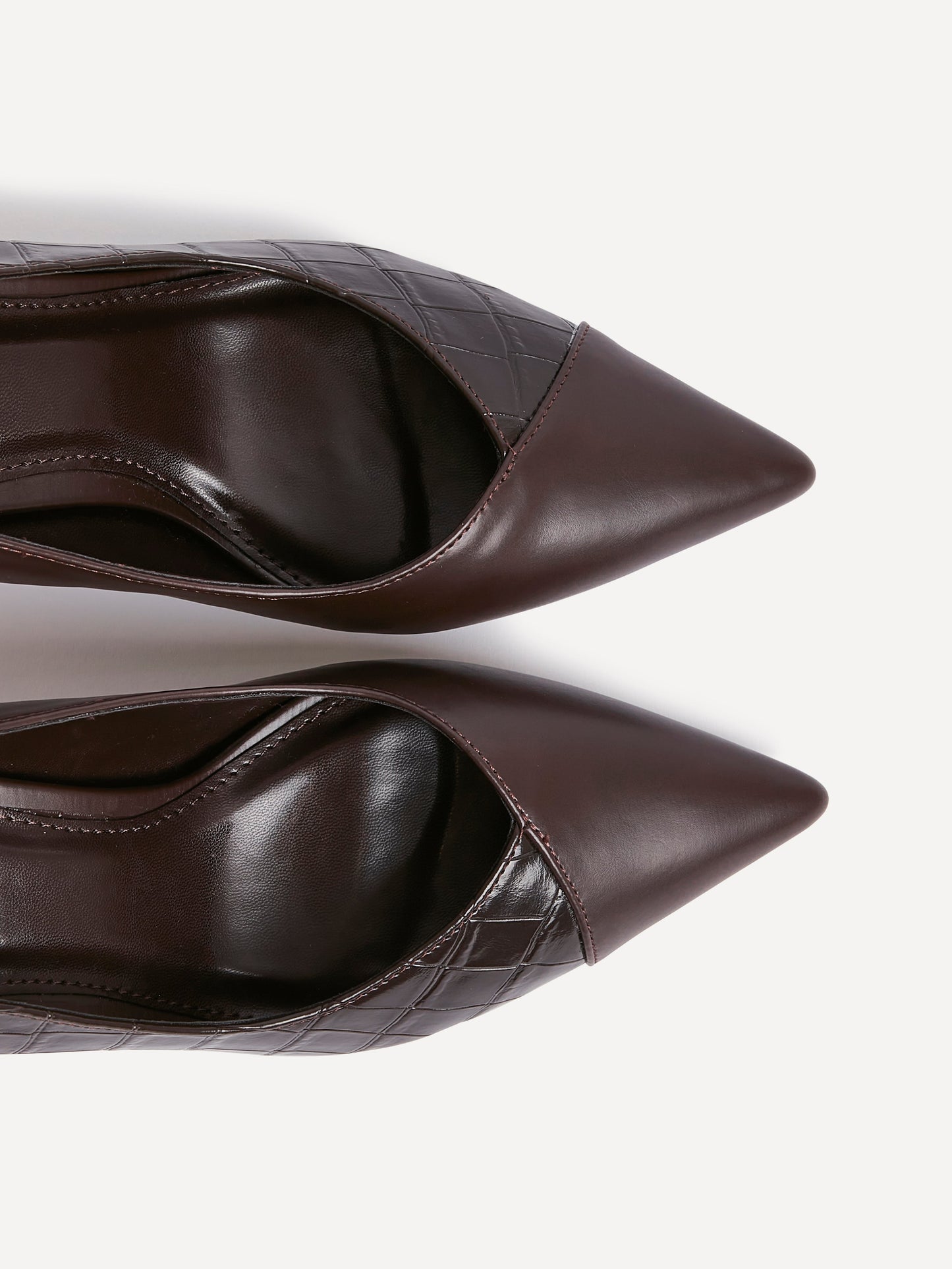 Gaia Brown Faux Leather Mix Croc Court Heel