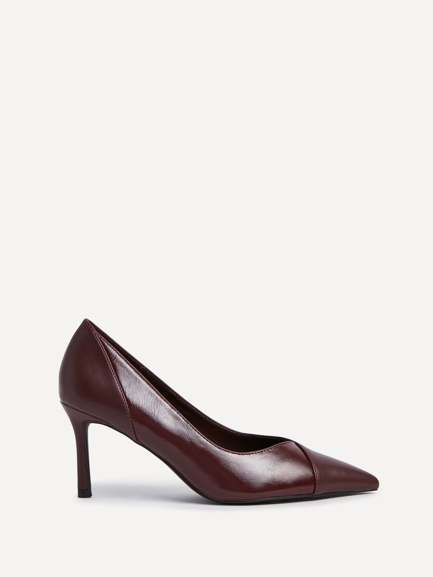 Gaia Burgundy Faux Leather Two Tone Court Heel