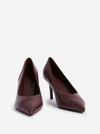 Gaia Burgundy Faux Leather Two Tone Court Heel
