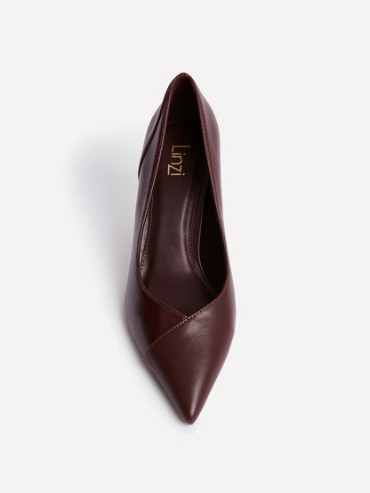Gaia Burgundy Faux Leather Two Tone Court Heel