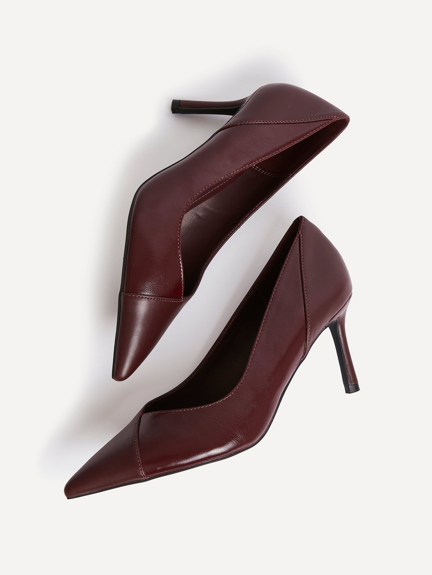 Gaia Burgundy Faux Leather Two Tone Court Heel