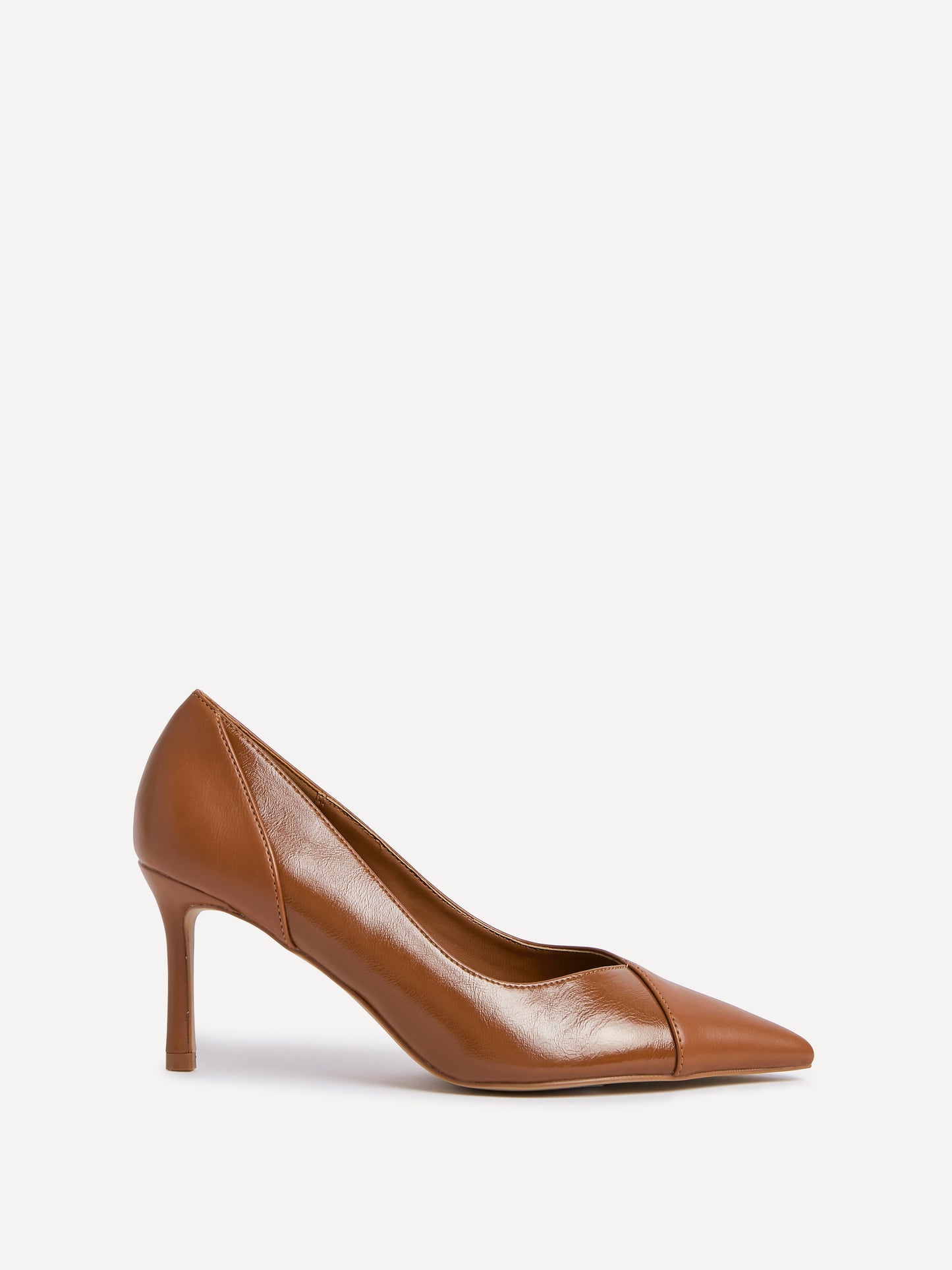 Gaia Tan Faux Leather Two Tone Court Heel