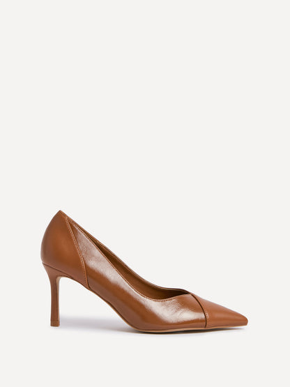 Gaia Tan Faux Leather Two Tone Court Heel