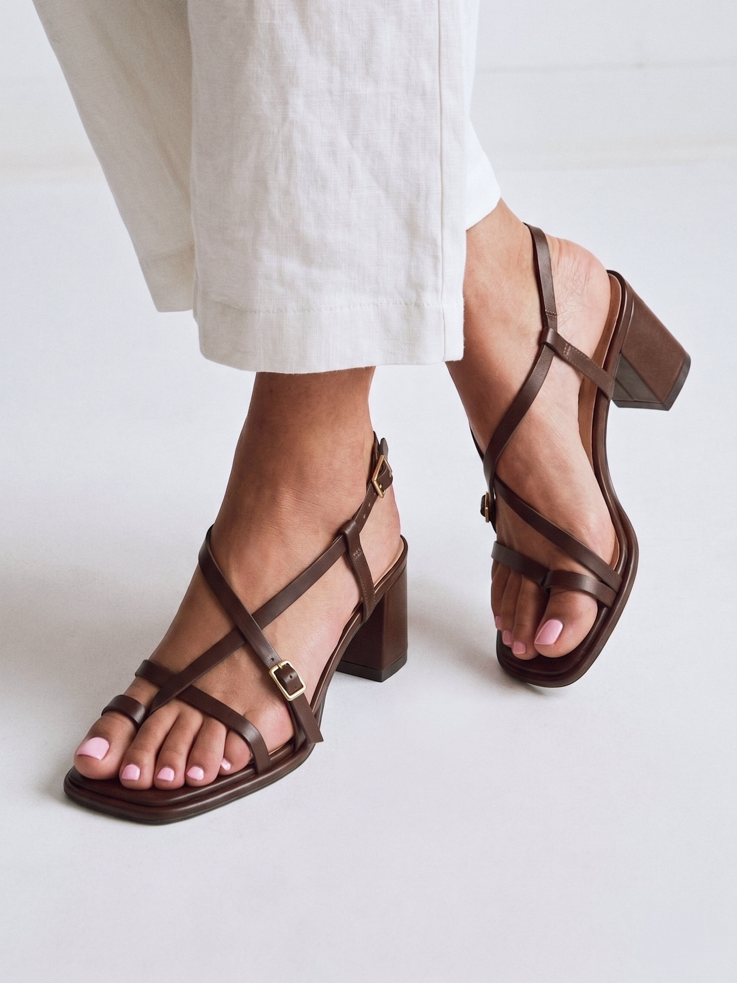 Feyre Brown Strappy Heeled Sandals