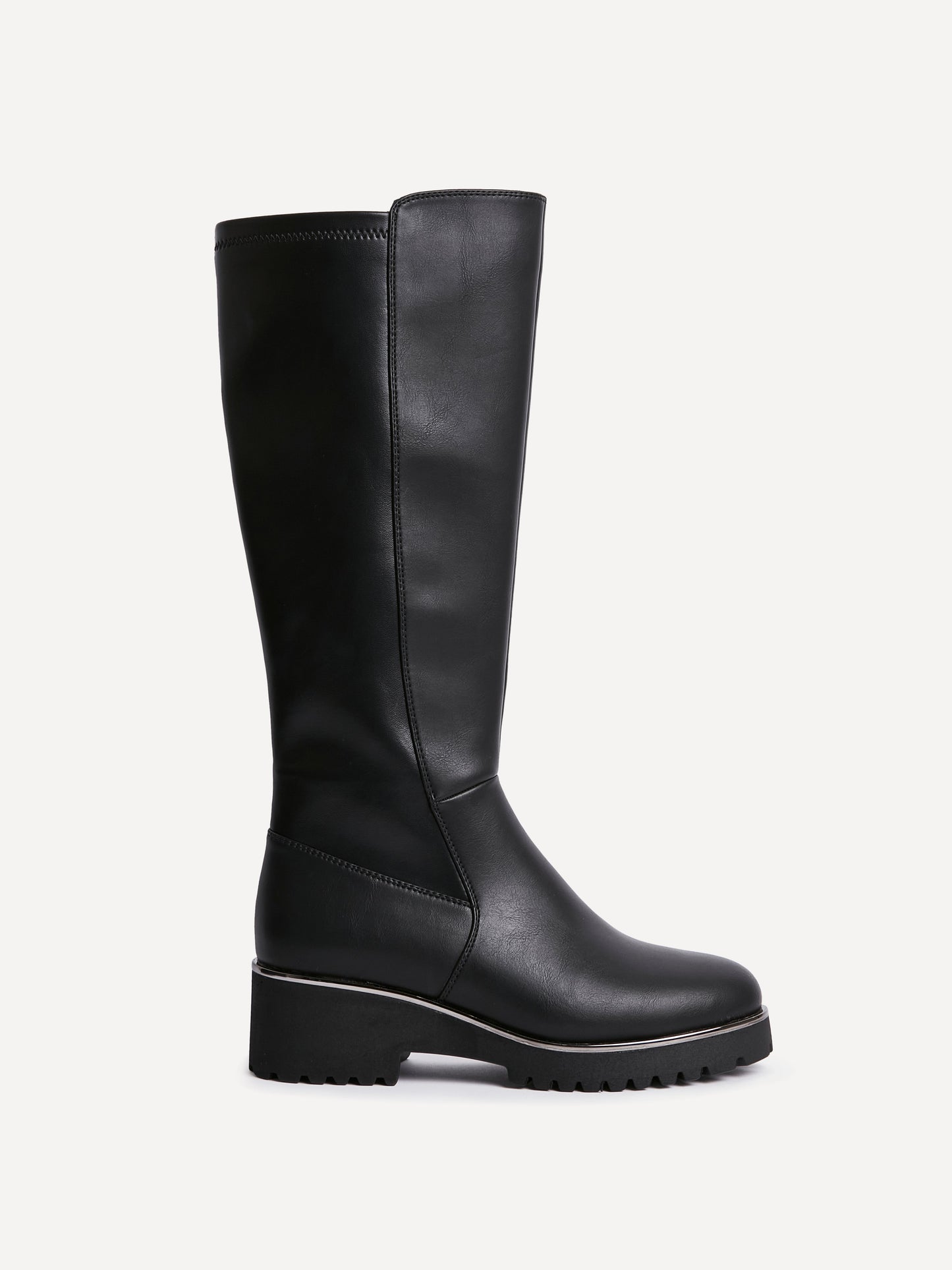 Gravity Black Long Low Heel Boots