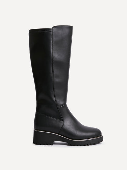 Gravity Black Long Low Heel Boots