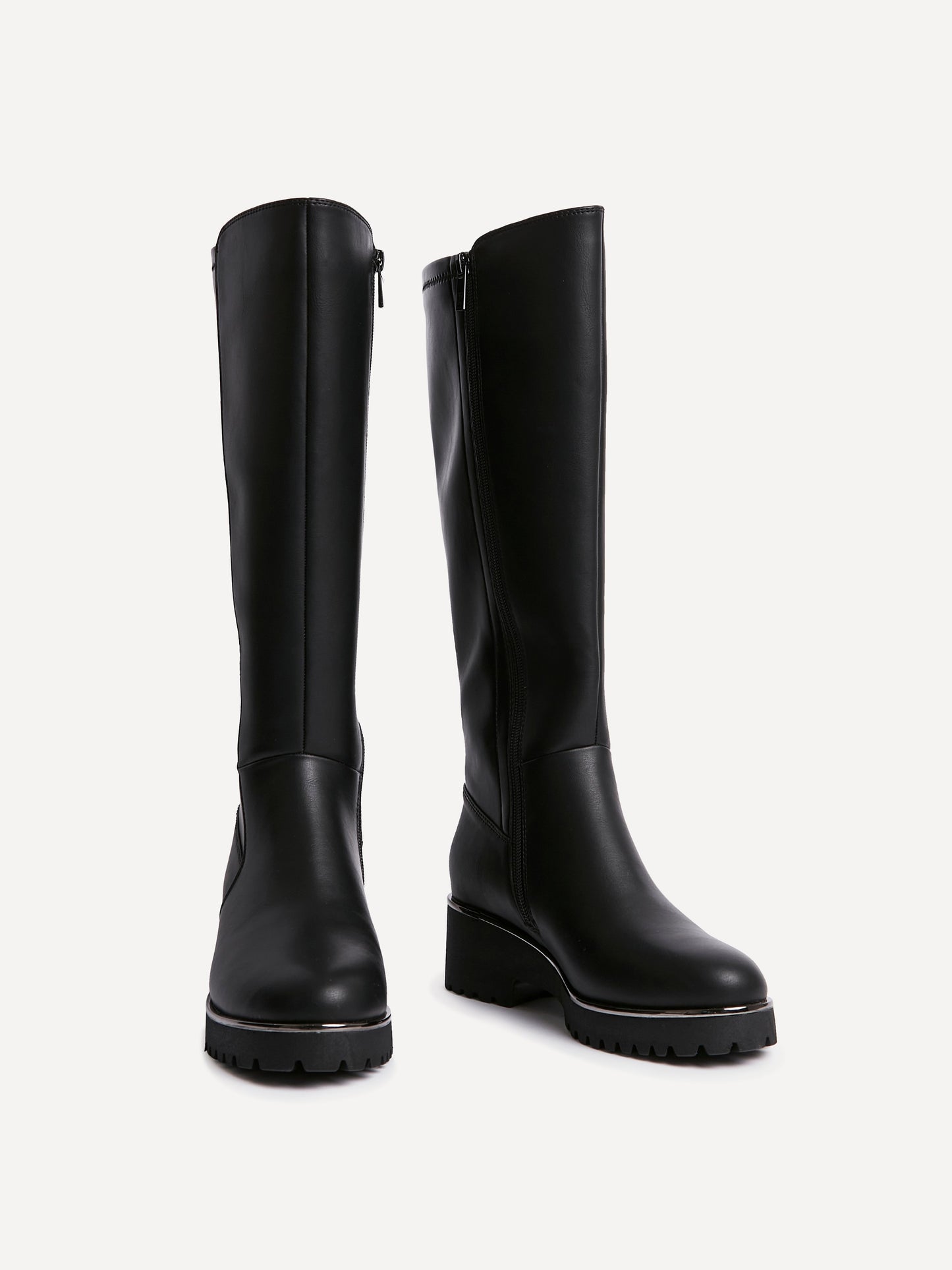 Gravity Black Long Low Heel Boots