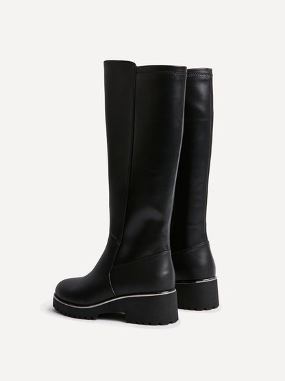 Gravity Black Long Low Heel Boots