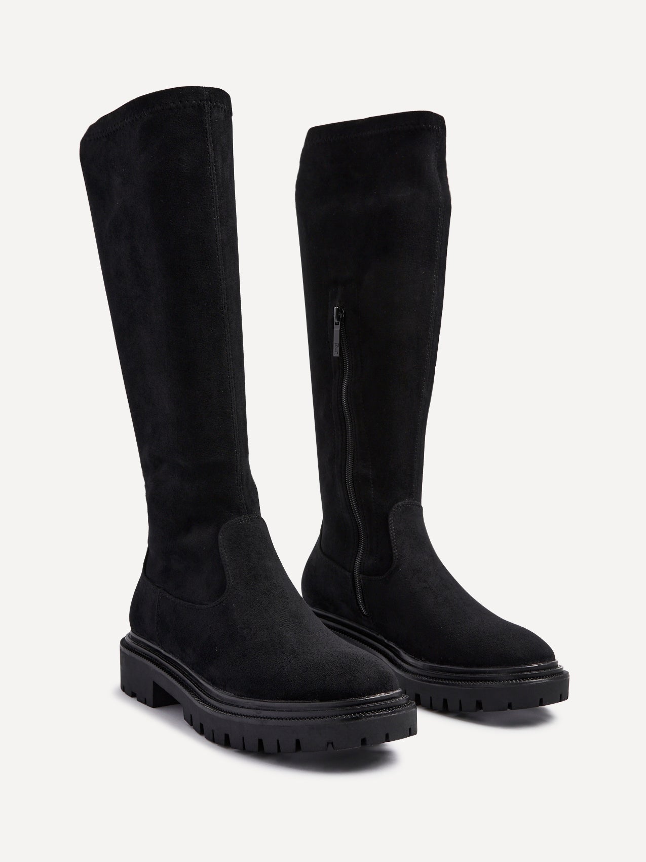 Hallie Black Faux Suede Long Boots