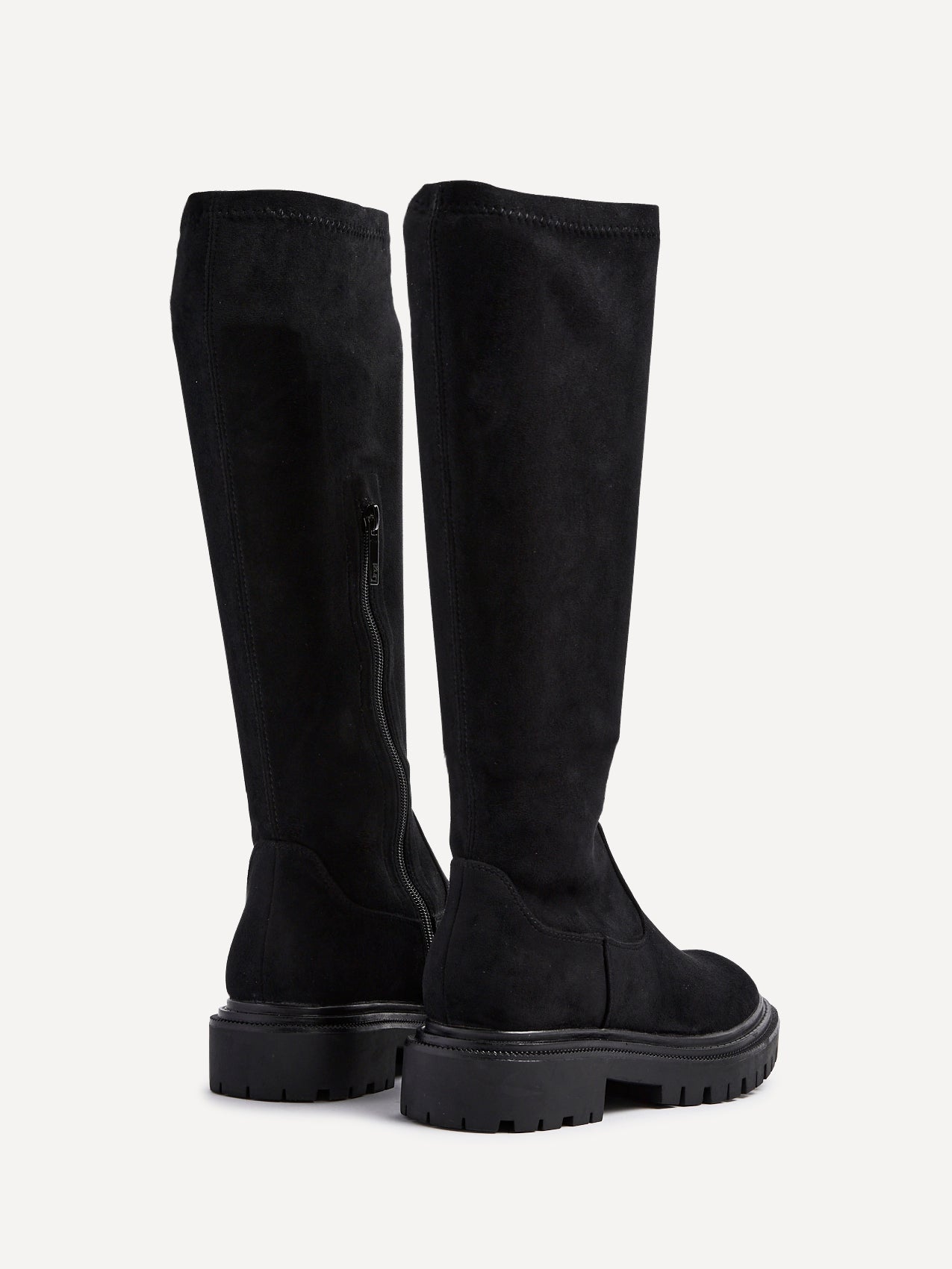 Hallie Black Faux Suede Long Boots