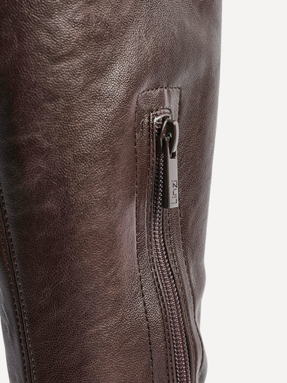 Hallie Brown Faux Leather Long Boots