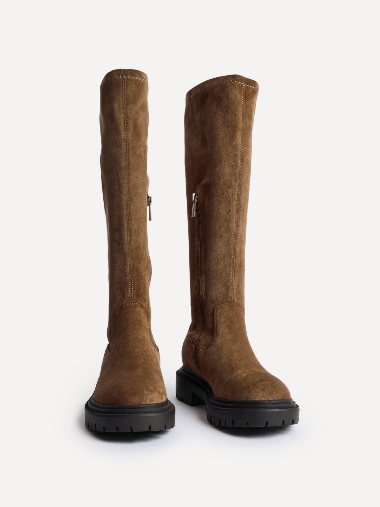 Hallie Tan Faux Suede Long Boots