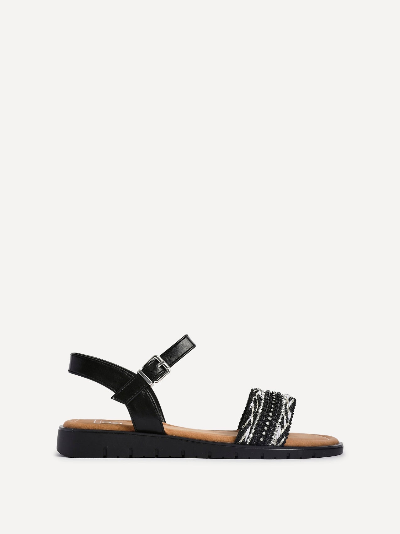 Halo Black Embellished Sandals
