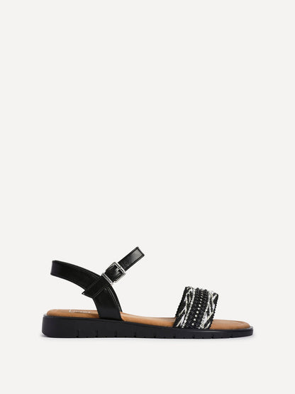 Halo Black Embellished Sandals