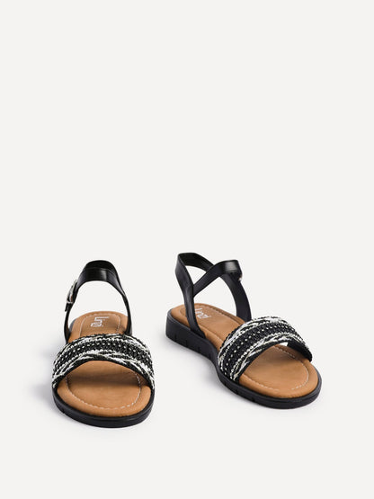 Halo Black Embellished Sandals