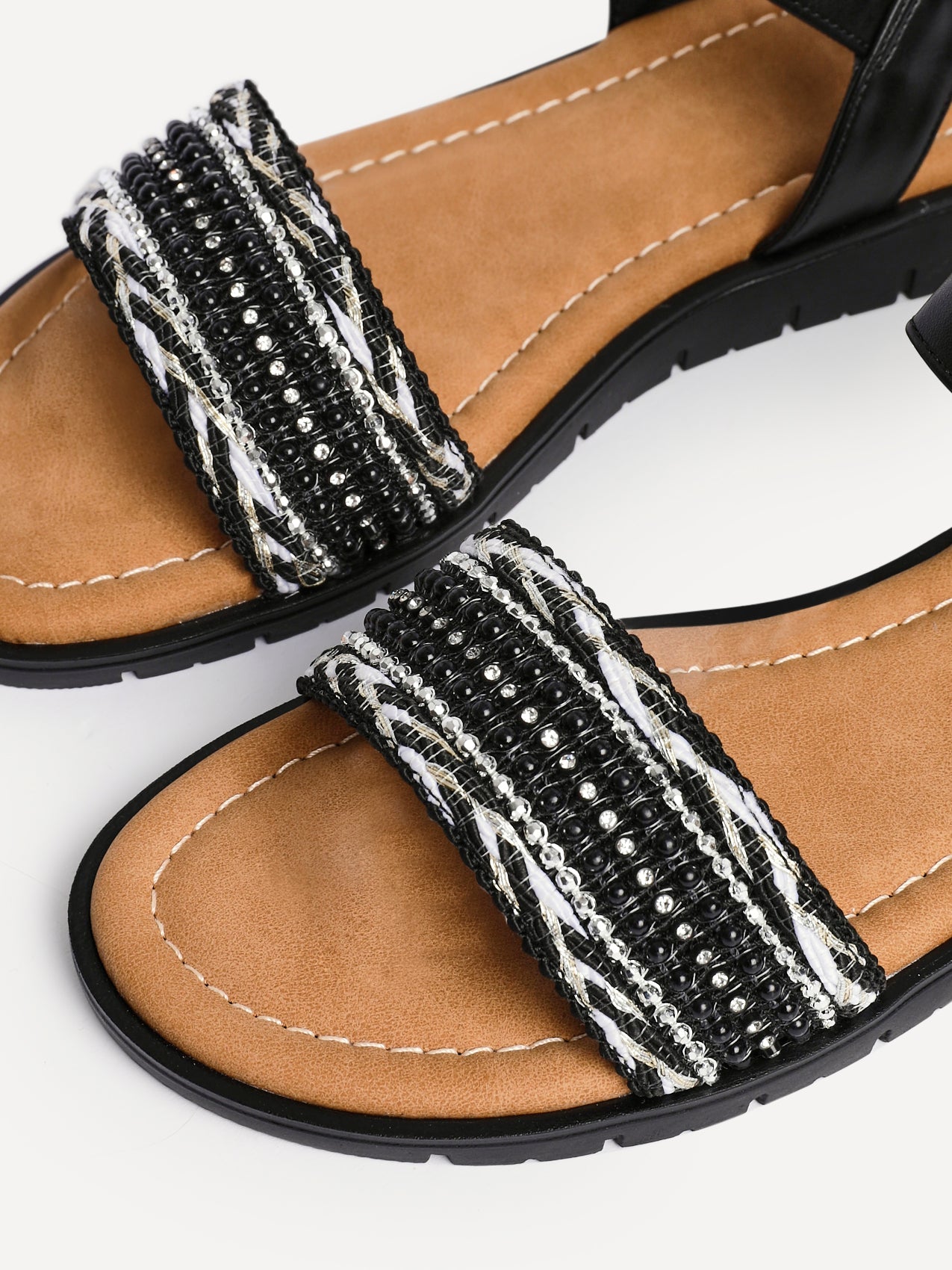 Halo Black Embellished Sandals