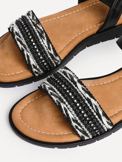 Halo Black Embellished Sandals