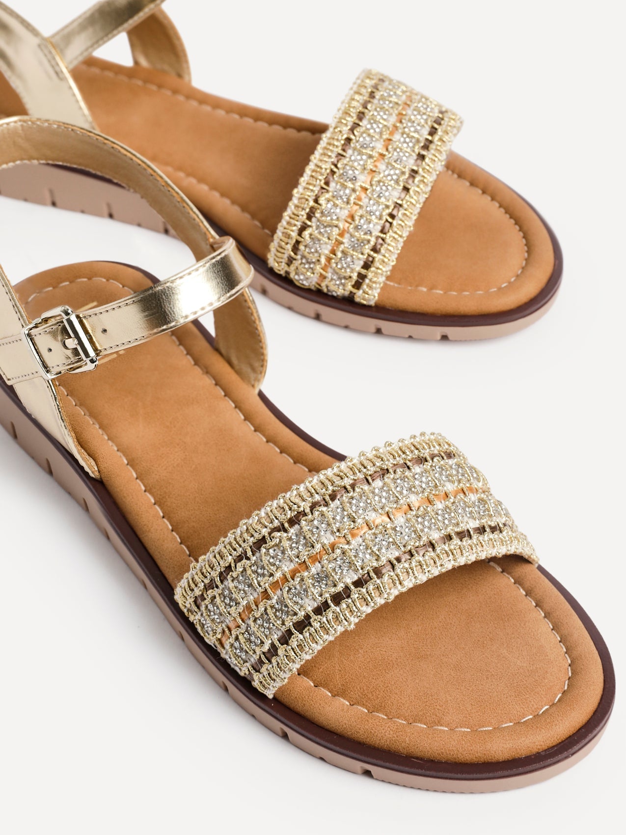 Halo Gold Embellished Sandals