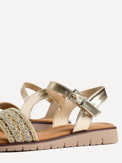 Halo Gold Embellished Sandals
