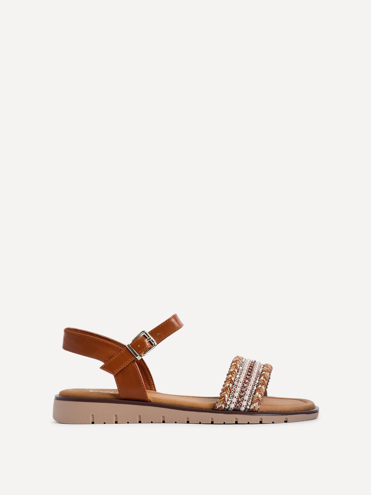 Halo Tan Embellished Sandals