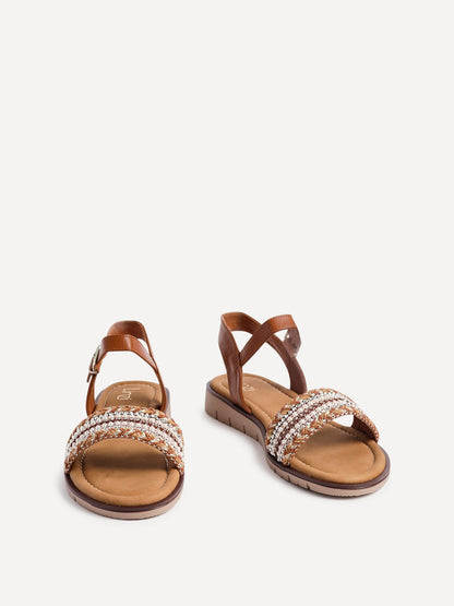 Halo Tan Embellished Sandals