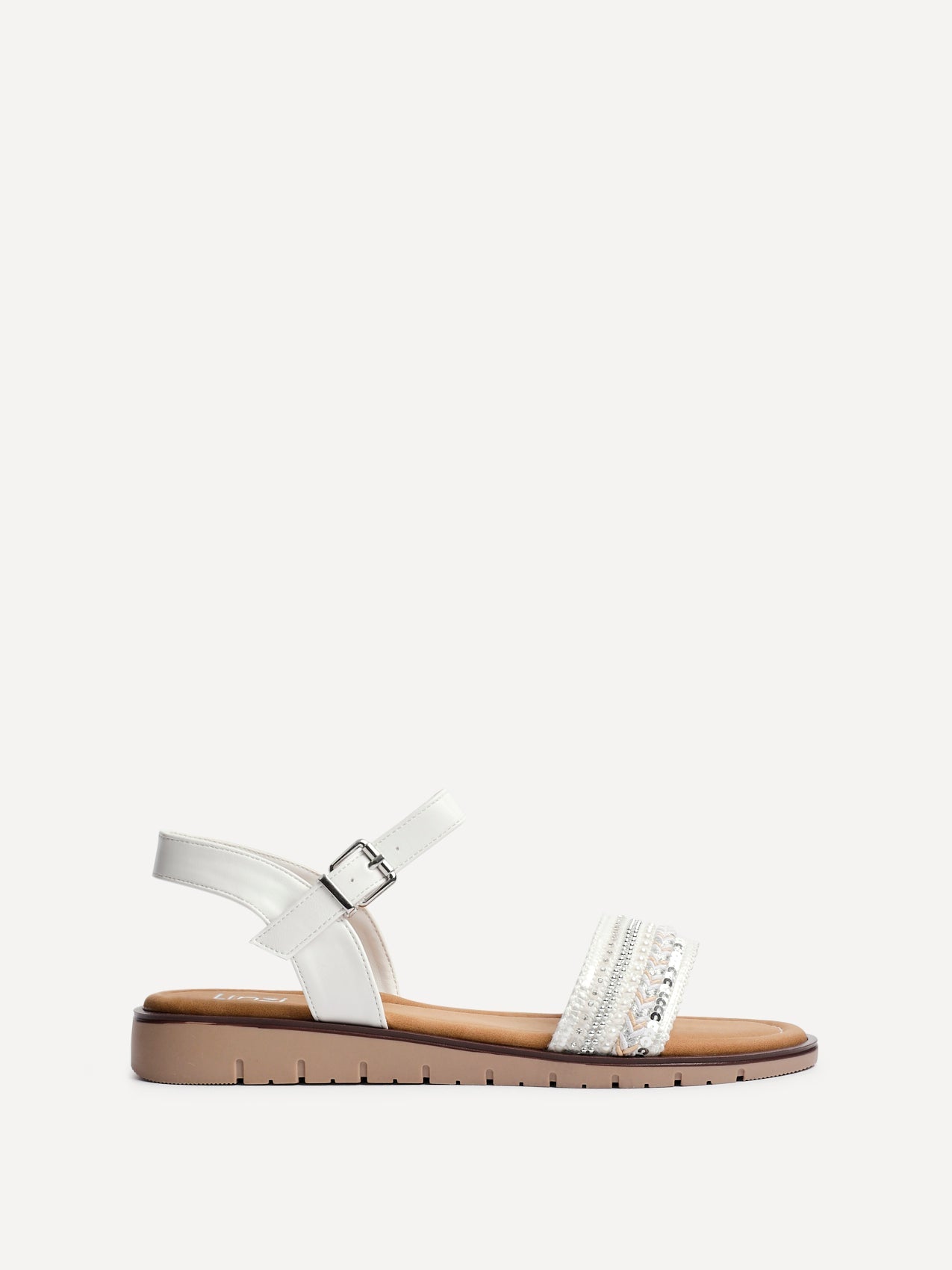 Halo White Embellished Sandals
