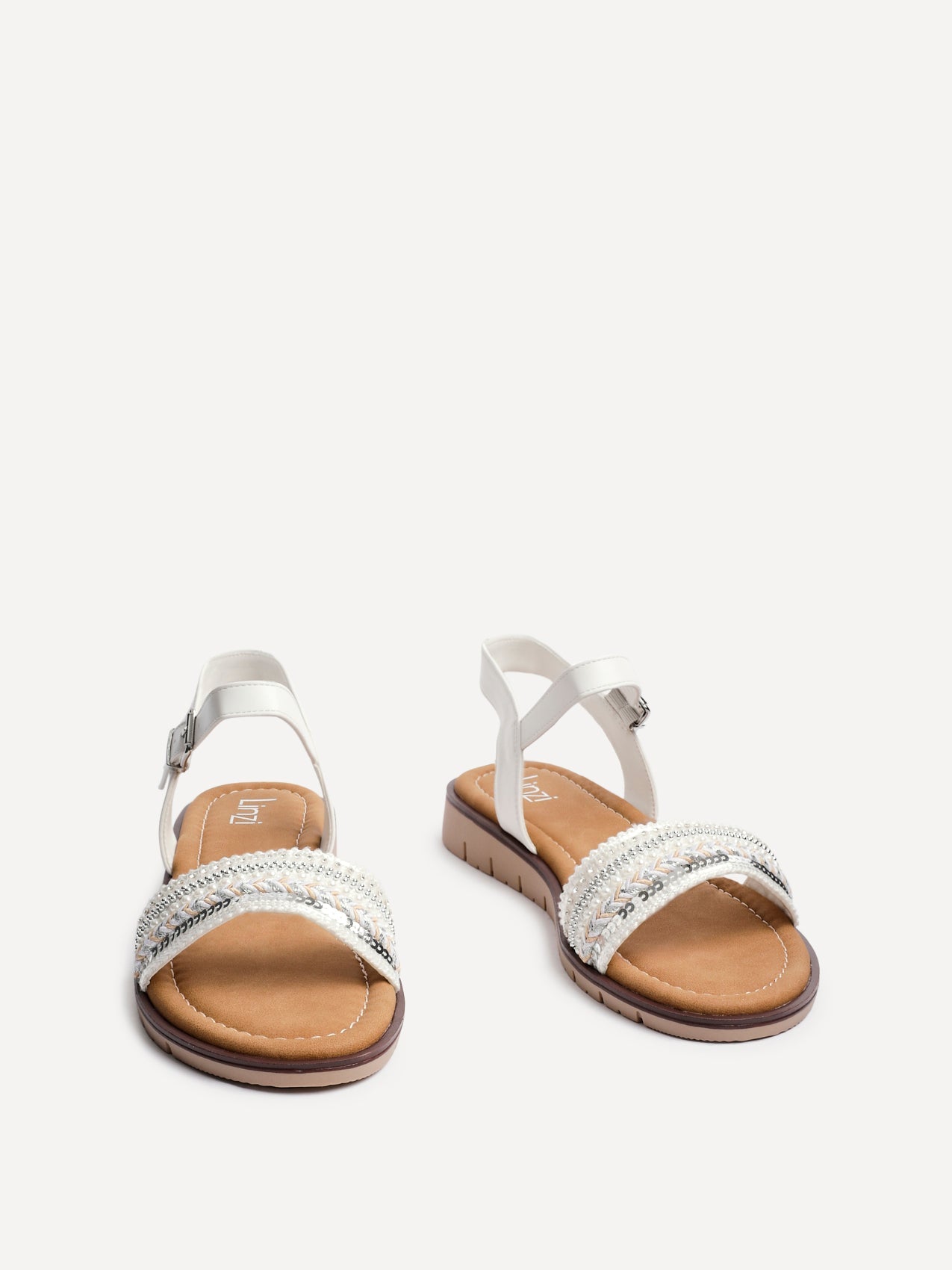 Halo White Embellished Sandals