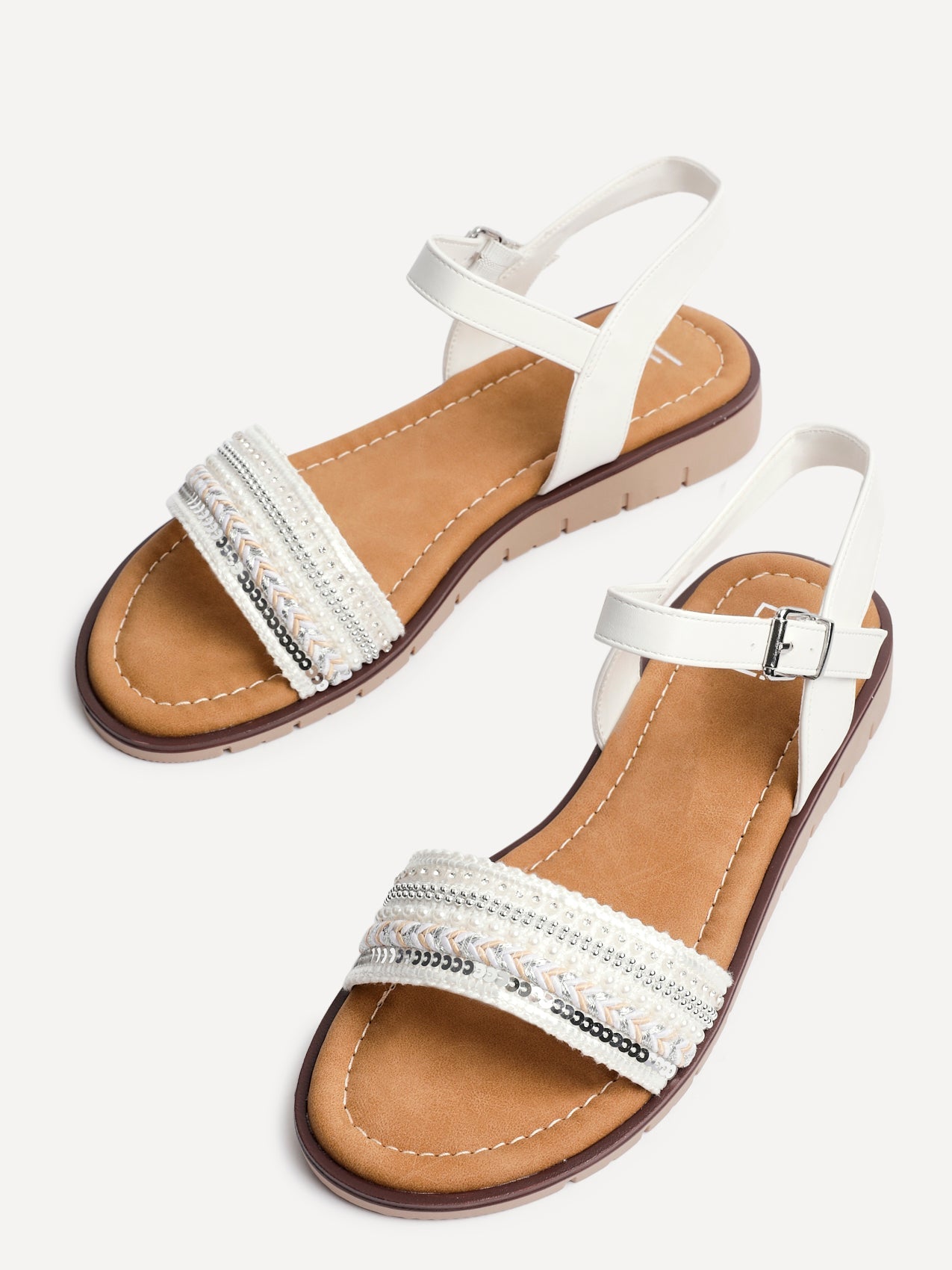 Halo White Embellished Sandals