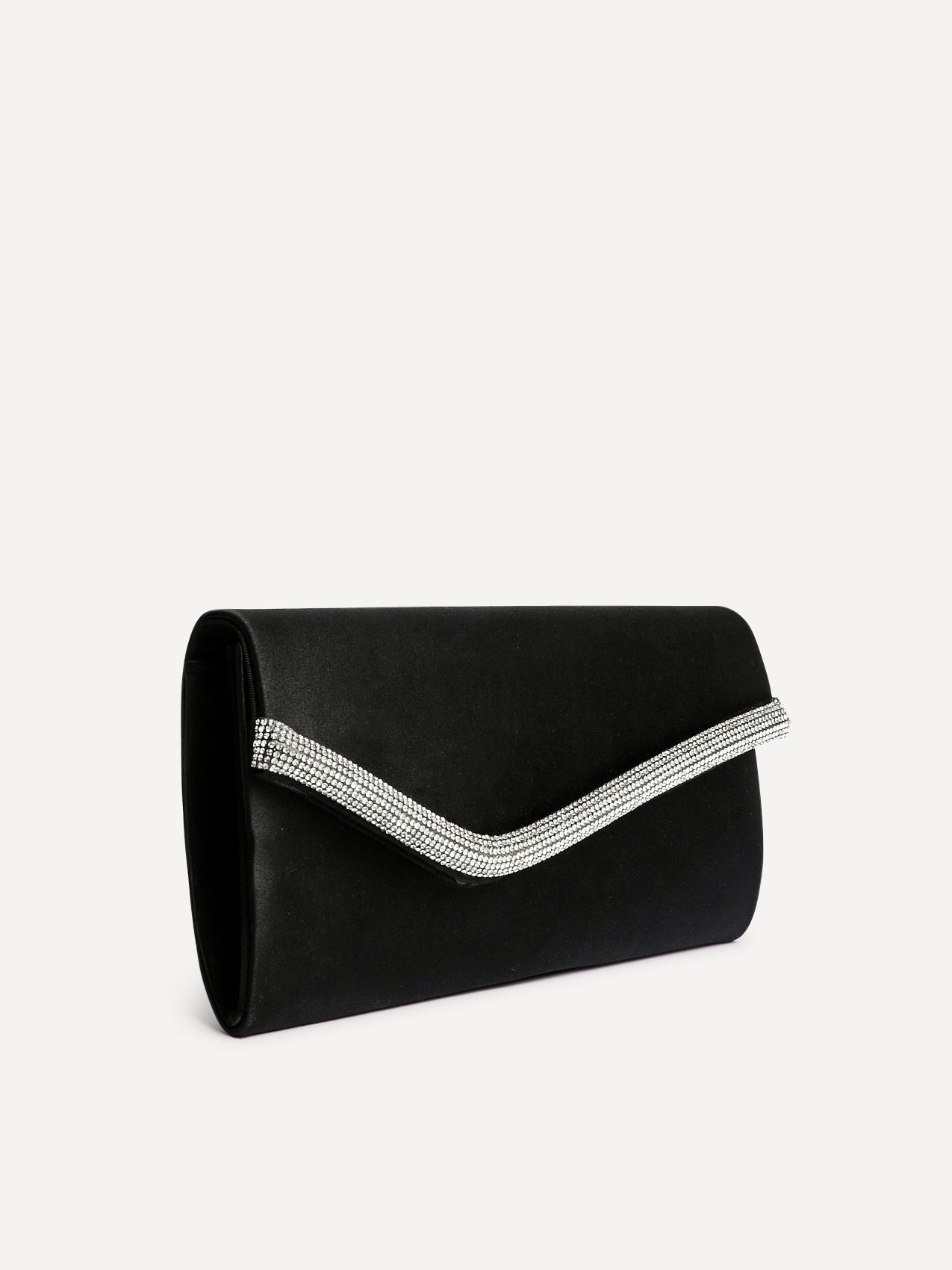 Aveline Black Satin Clutch Bag