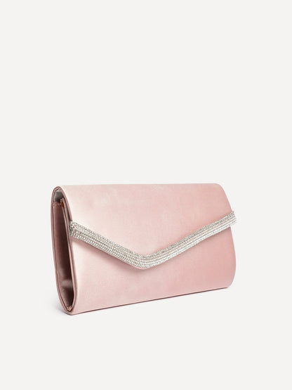 Aveline Champagne Satin Clutch Bag