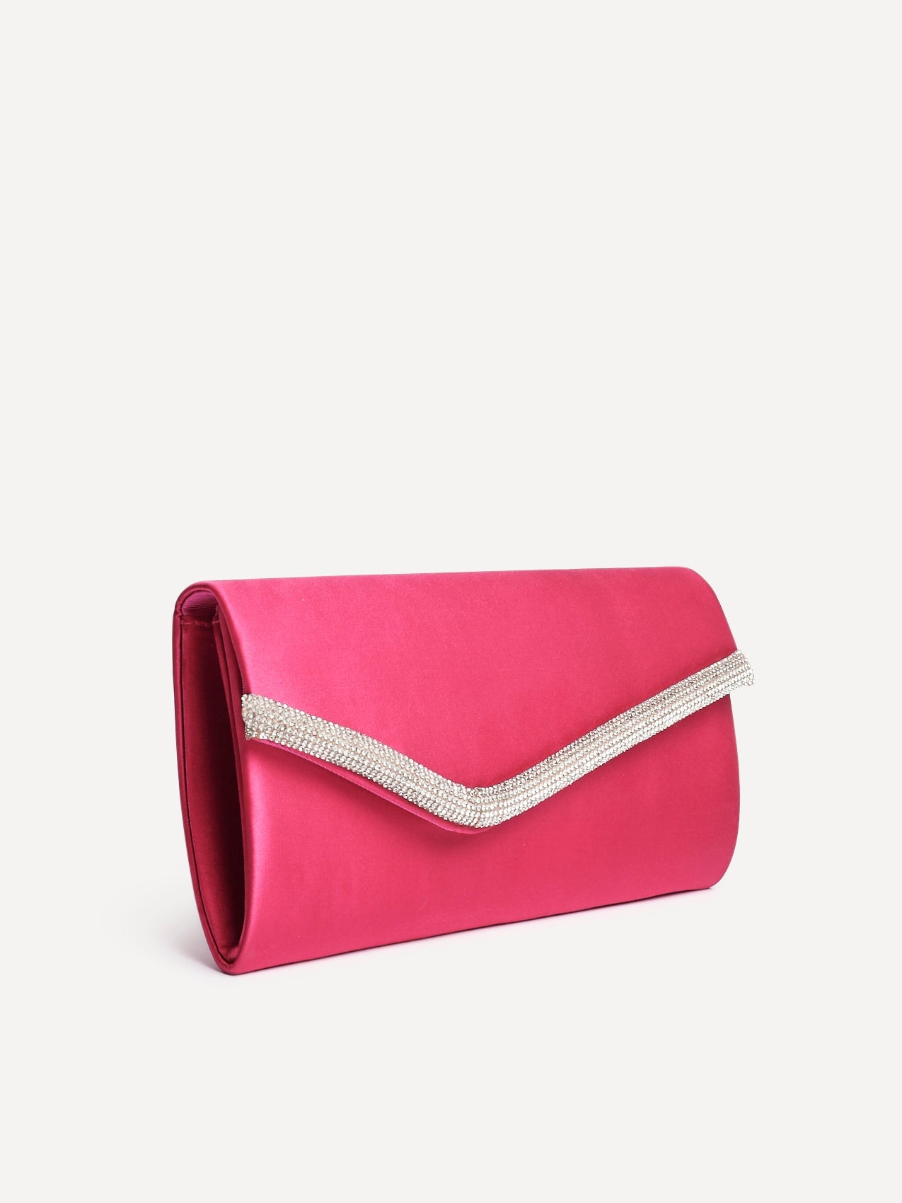 Aveline Pink Satin Clutch Bag