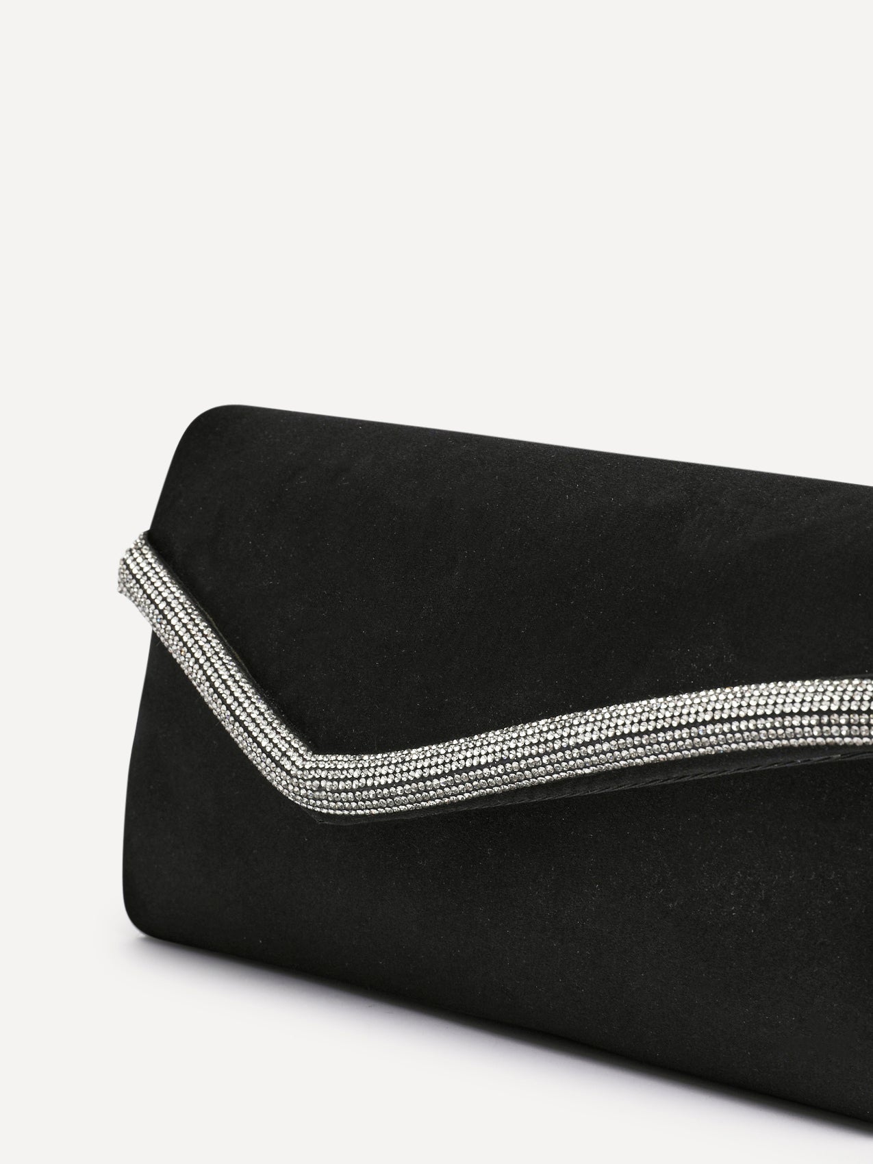 Aveline Black Satin Clutch Bag