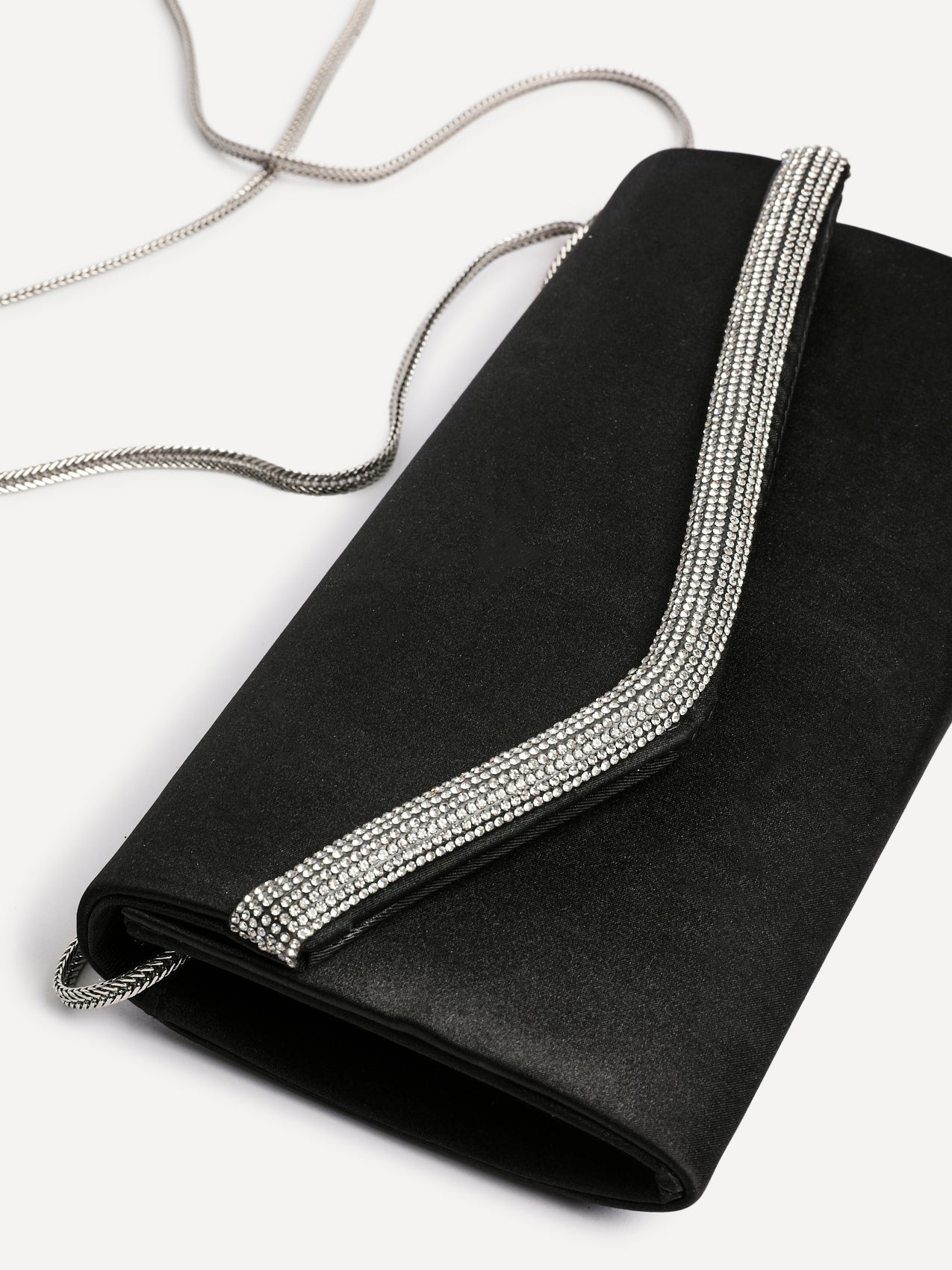 Aveline Black Satin Clutch Bag