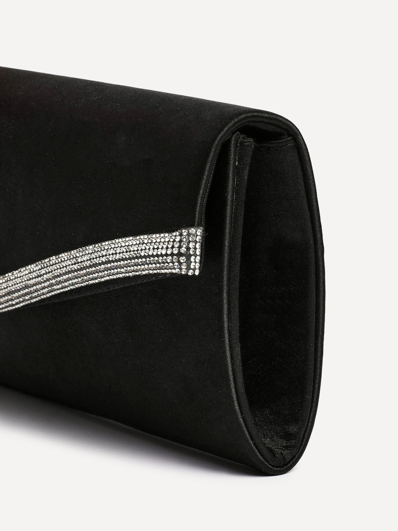Aveline Black Satin Clutch Bag