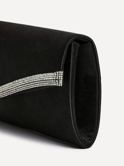 Aveline Black Satin Clutch Bag