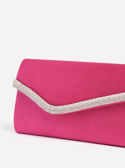 Aveline Pink Satin Clutch Bag