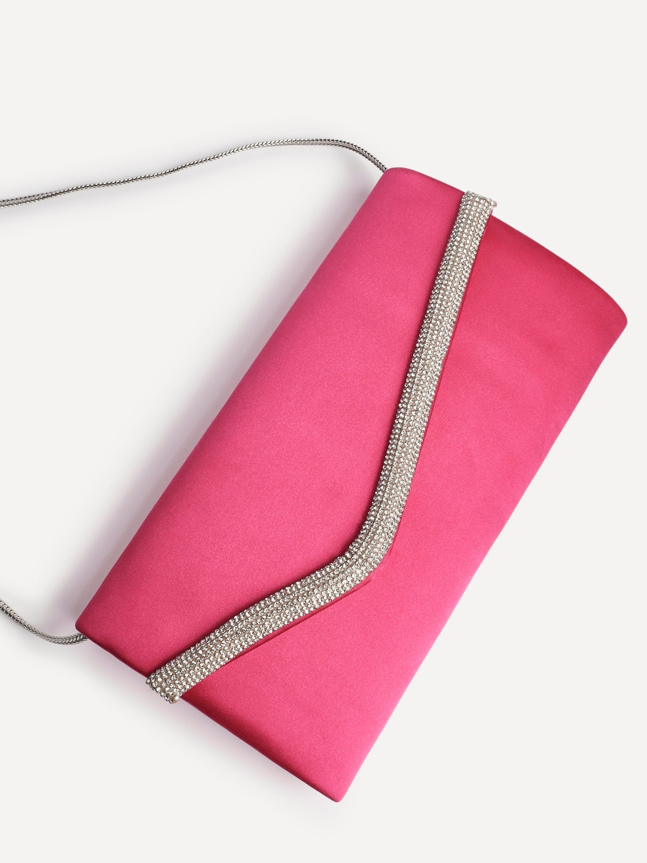 Aveline Pink Satin Clutch Bag