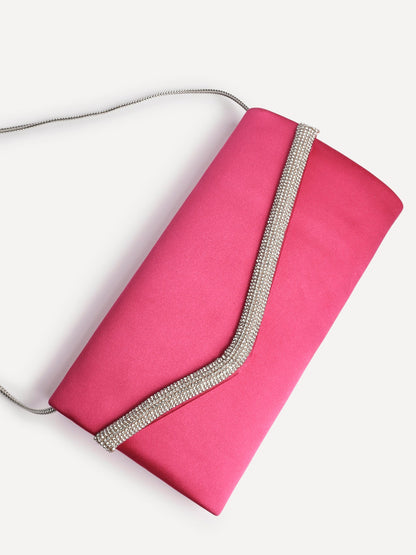 Aveline Pink Satin Clutch Bag