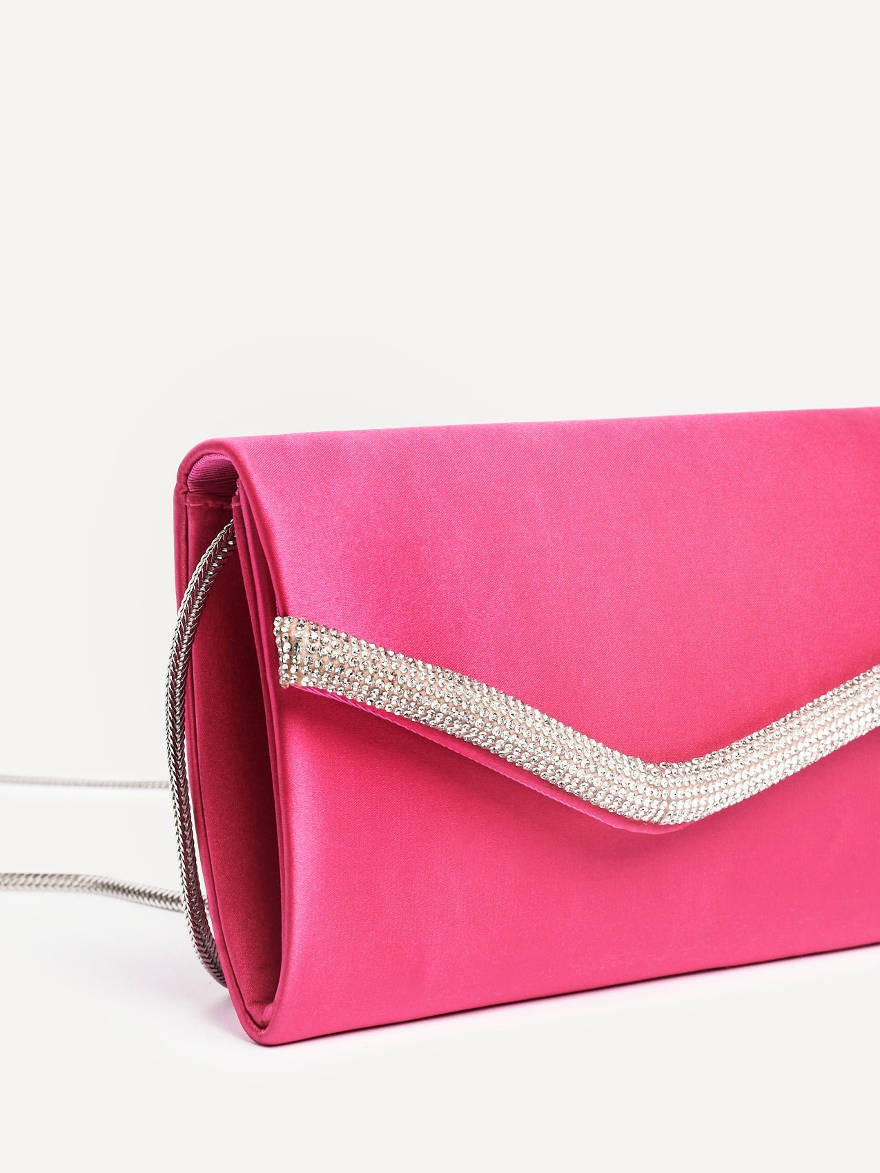 Aveline Pink Satin Clutch Bag