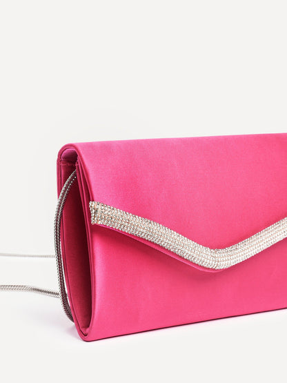 Aveline Pink Satin Clutch Bag