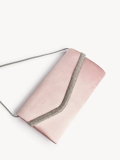 Aveline Champagne Satin Clutch Bag