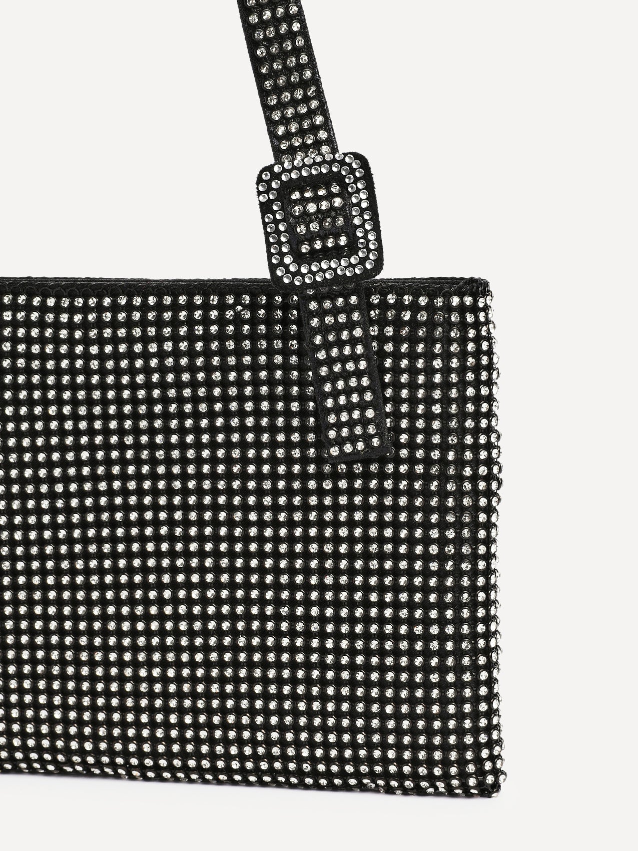 Fantasy Black Satin Diamante Shoulder Bag