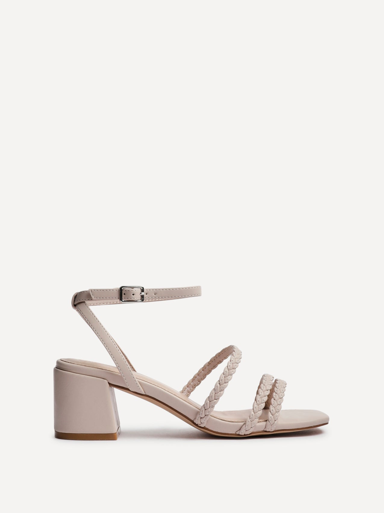 Hariette Nude Faux Leather Plaited Heels