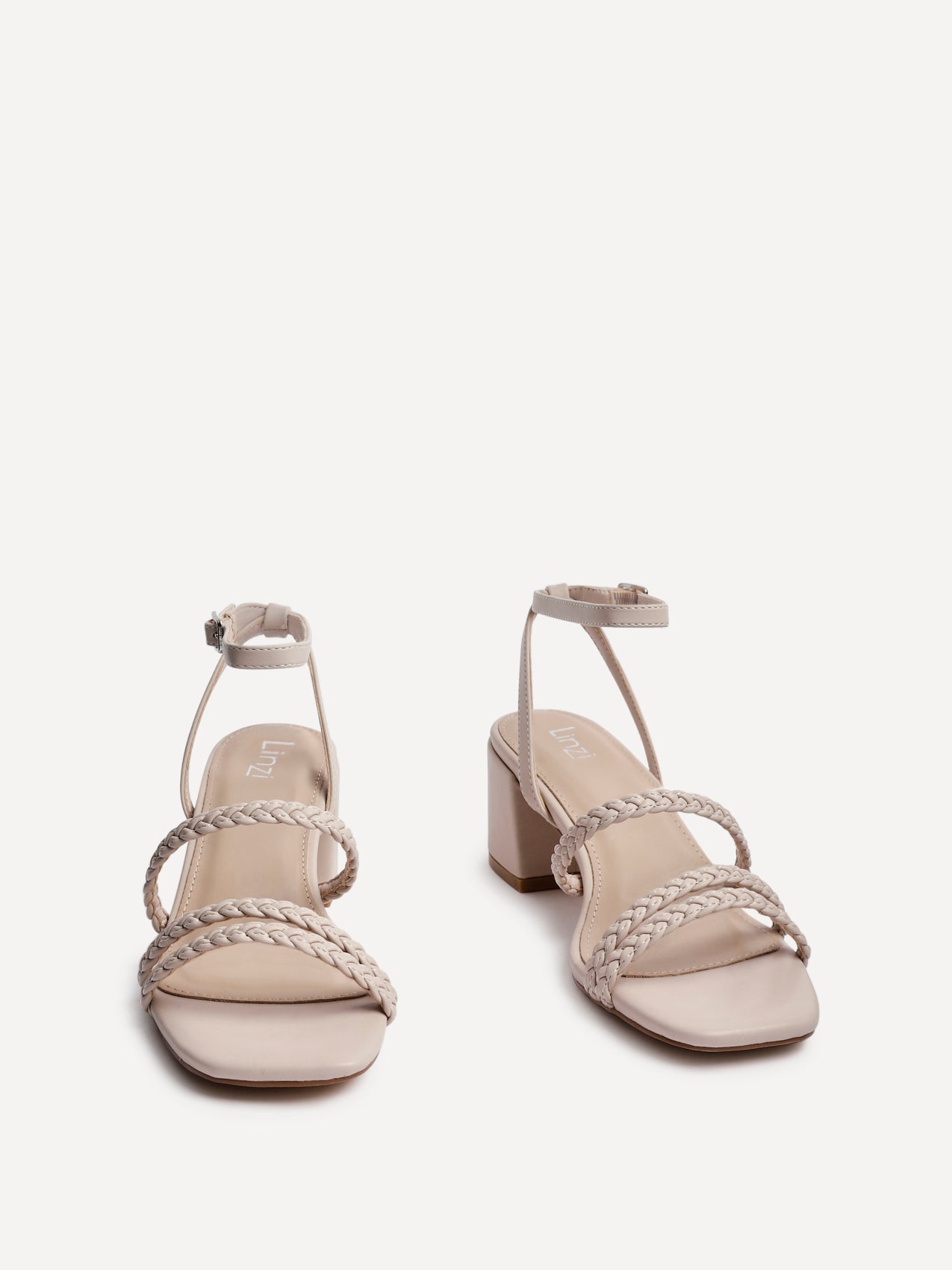 Hariette Nude Faux Leather Plaited Heels