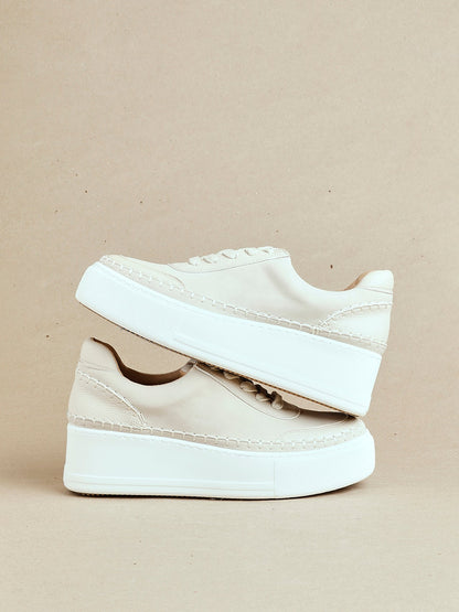 Harlem Nude Faux Suede and Leather Platform Trainer