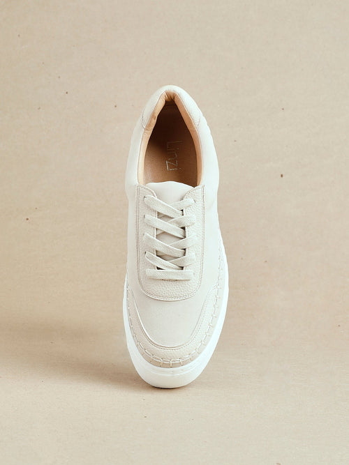 Harlem Nude Faux Suede and Leather Platform Trainer