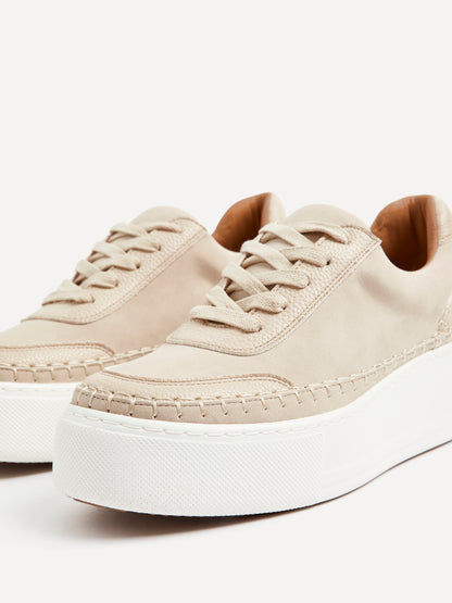 Harlem Nude Faux Suede and Leather Platform Trainer