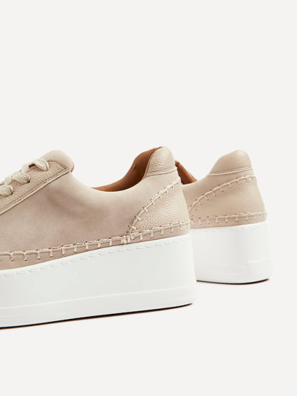 Harlem Nude Faux Suede and Leather Platform Trainer