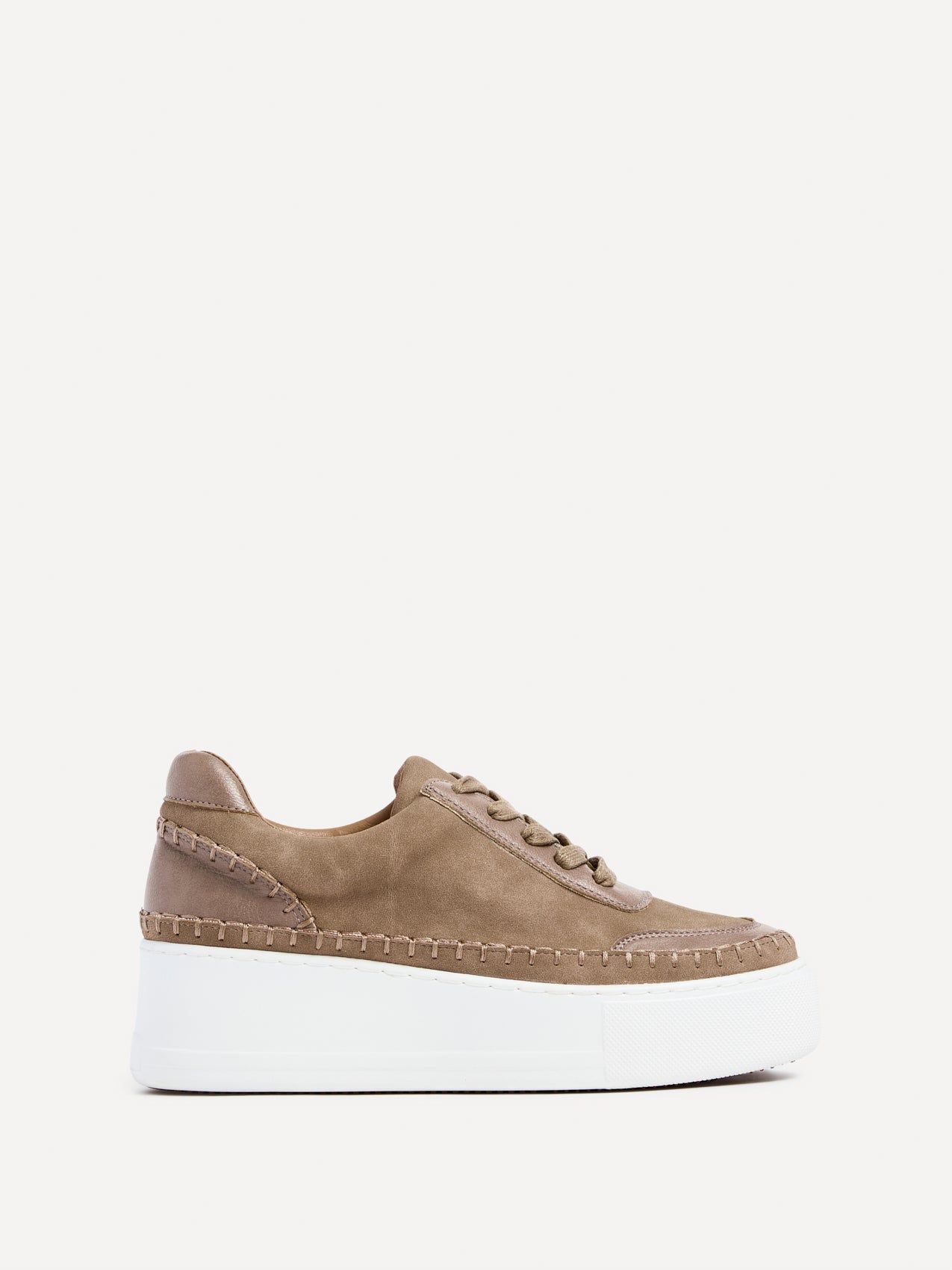 Harlem Mocha Faux Suede and Leather Platform Trainer