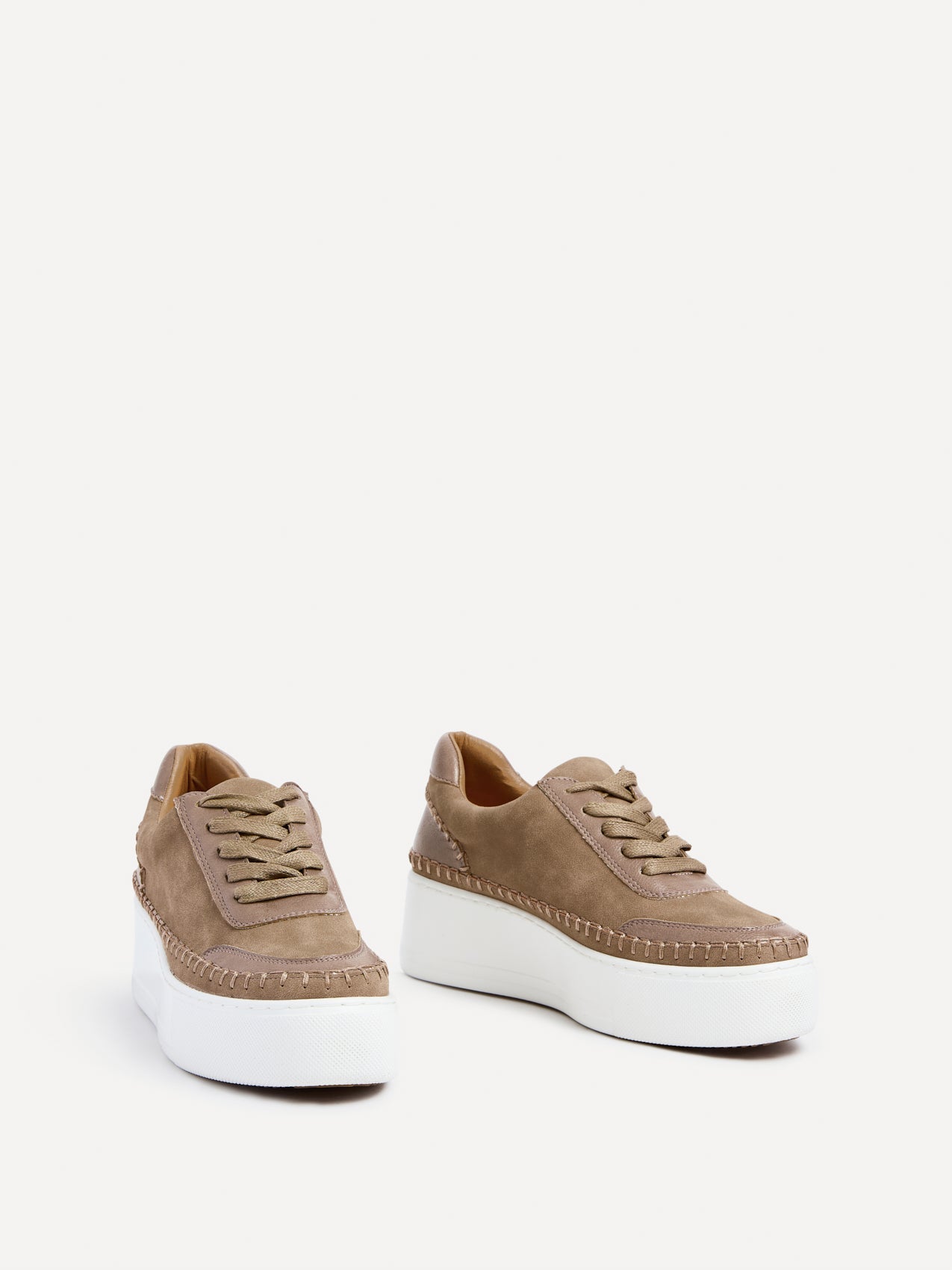 Harlem Mocha Faux Suede and Leather Platform Trainer